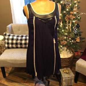 Navy Front Lace Up Dress